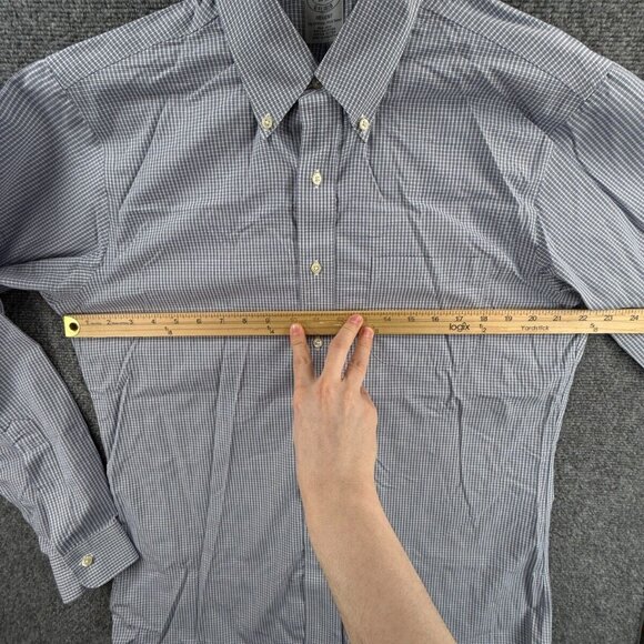 Brooks Brothers Non Iron Button Up Shirt Long Sleeve 16 35 Regent Check Blue - Picture 5 of 12